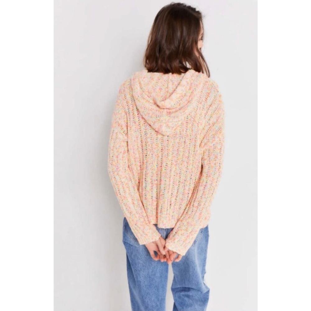 🧺 5 for $25 Sale Lisa Todd Skittles Confetti Knit Hoodie Sweater Size XS Orange - Picture 3 of 11
